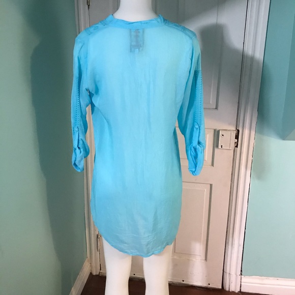 Johnny Was Blue Embroidered Cover Up SzXS